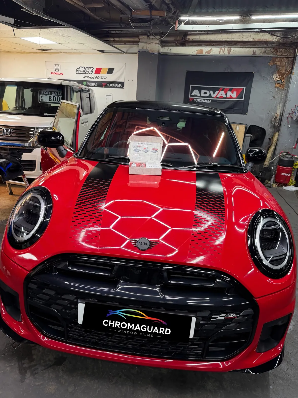 Red MINI Cooper after body and glass coating