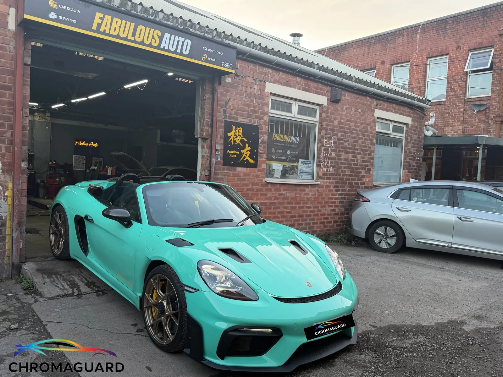 Mint green Porsche fitted with clear CG Pro Nano Ceramic film